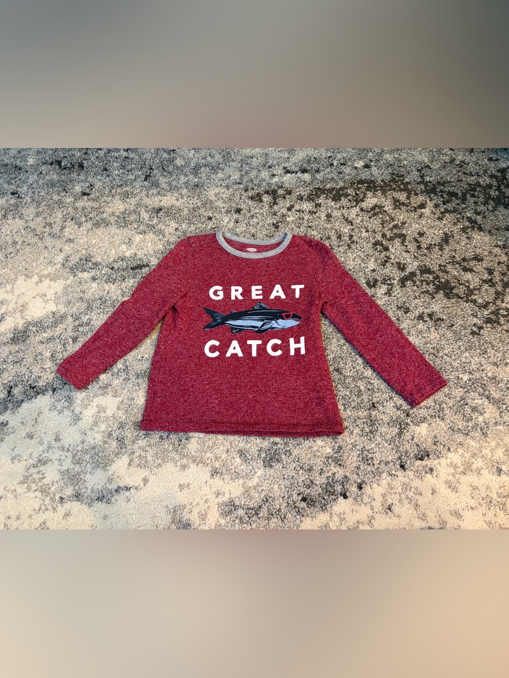 Kids 'Great Catch' Long Sleeve Tee - Red